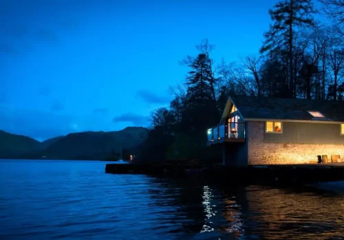 Far-boathouse-night-lake-view